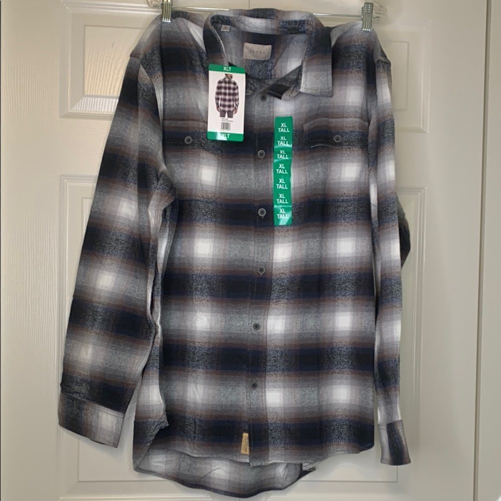 JACHS, Men's Black and Gray Plaid Shirt, NWT